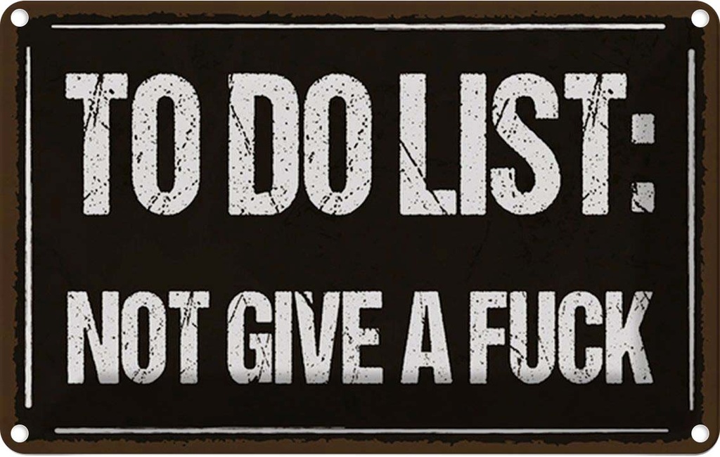 Blechschild 20x30 cm to do list: not give a fuck Dekoration