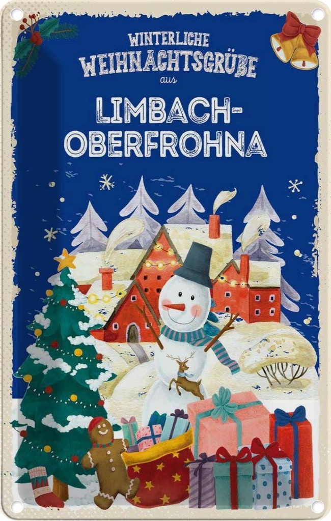 Blechschild 30x20 cm Weihnachtsgrüße LIMBACH-OBERFROHNA Weihnachten