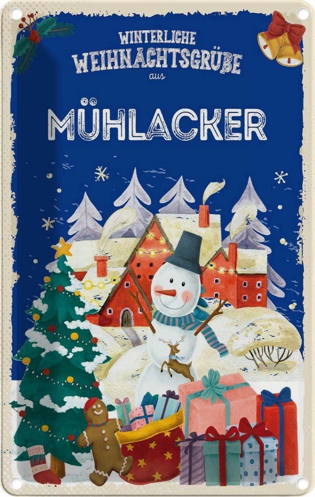 Blechschild 30x20 cm Weihnachtsgrüße MÜHLACKER Weihnachten