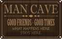 Blechschild 20x30 cm man cave good friends good times