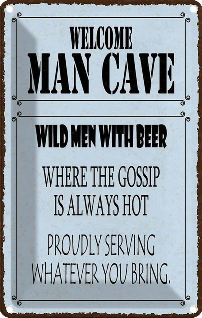 Blechschild 30x20 cm welcome man cave wild men with Beer