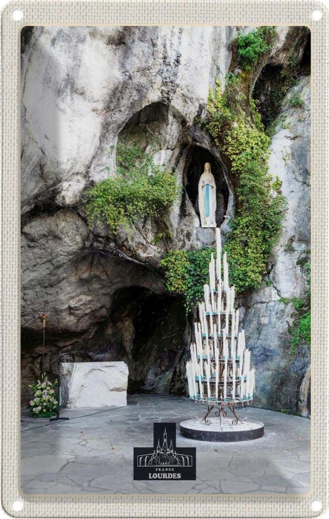 Blechschild 30x20 cm Frankreich Lourdes Jesud Kerzen Natur Abenteuer Reisen Urlaub