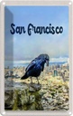 Blechschild 30x20 cm San Francisco Urlaub Aussicht auf Stadt Rabe Bildmotiv Reisemotiv Abenteuer Reisen