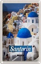 Blechschild 30x20 cm Santorini Greece Stadt weiß blau Bildmotiv Reisemotiv Abenteuer Reisen Urlaub