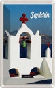 Blechschild 30x20 cm Santorini Greece Meer weiß blau Bildmotiv Reisemotiv Abenteuer Reisen Urlaub