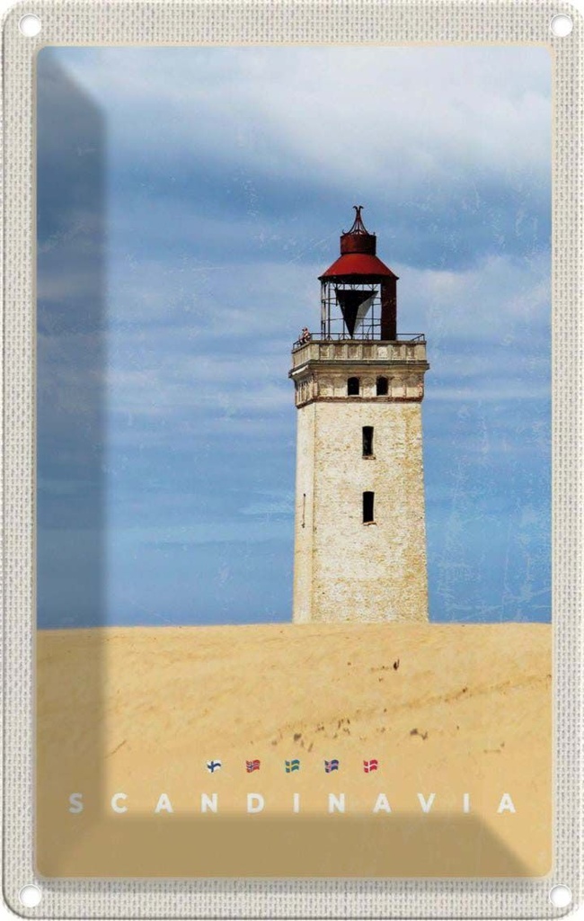 Blechschild 30x20 cm Skandinawien Turm Natur Trip Bildmotiv Reisemotiv Abenteuer Reisen Urlaub