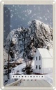 Blechschild 30x20 cm Skandinawien Schnee Winter Berg Haus Bildmotiv Reisemotiv Abenteuer Reisen Urlaub