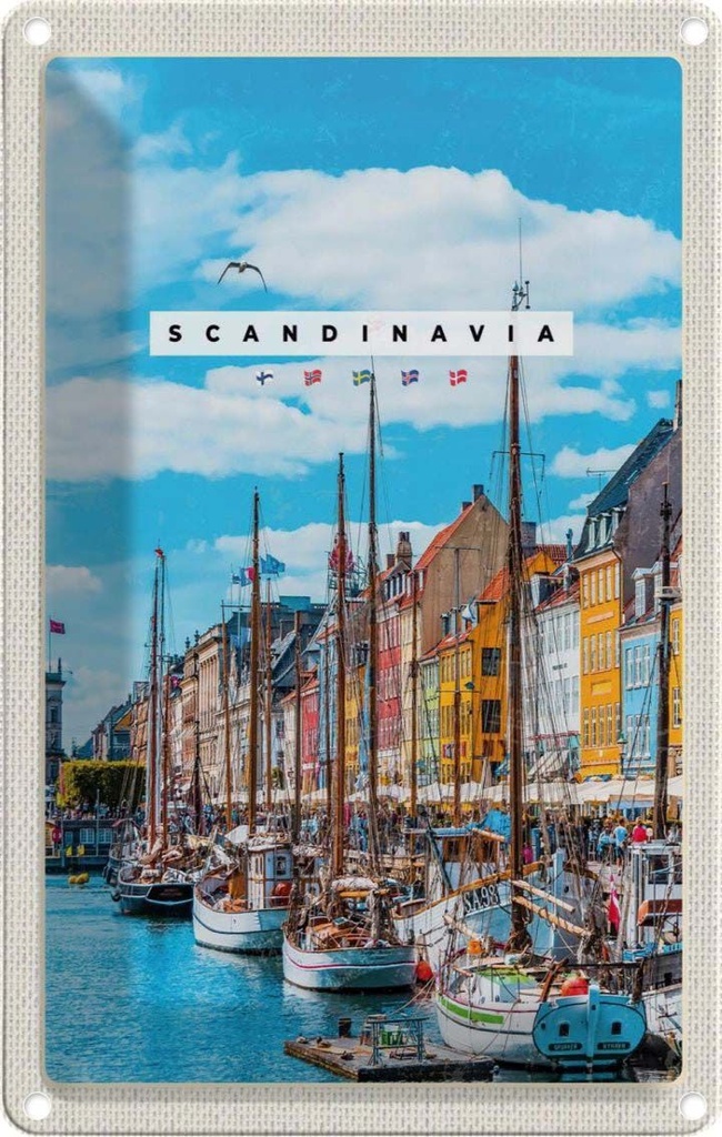 Blechschild 30x20 cm Skandinawien Schiffstour Meer Bildmotiv Reisemotiv Abenteuer Reisen Urlaub