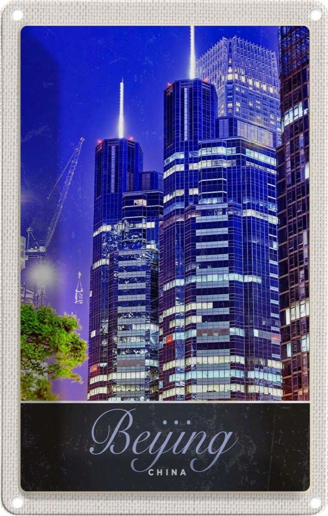 Blechschild 30x20 cm Beijing China Asien Hochhaus Bildmotiv Reisemotiv Abenteuer Reisen Urlaub
