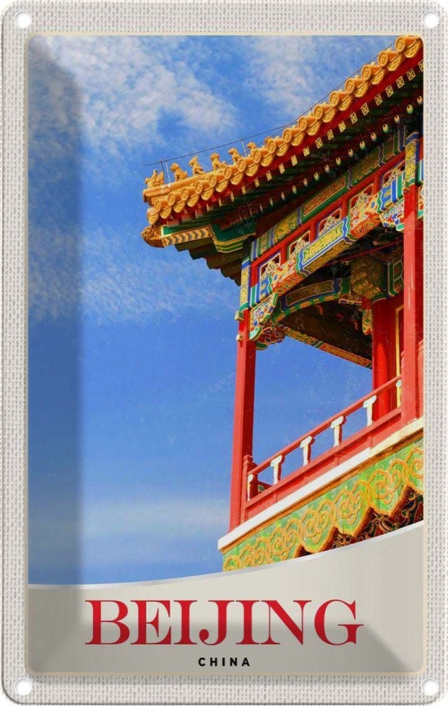 Blechschild 30x20 cm Beijing China Haus bunt traditionell Bildmotiv Reisemotiv Abenteuer Reisen Urlaub