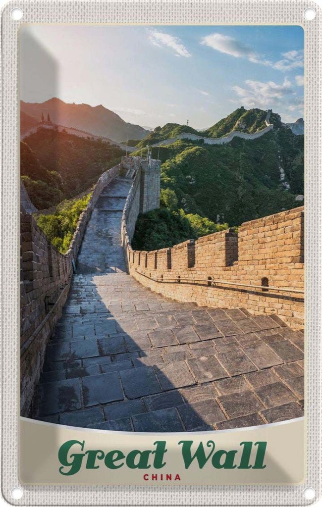 Blechschild 30x20 cm China Chinesische Urlaub Mauer 500 m hoch Bildmotiv Reisemotiv Abenteuer Reisen