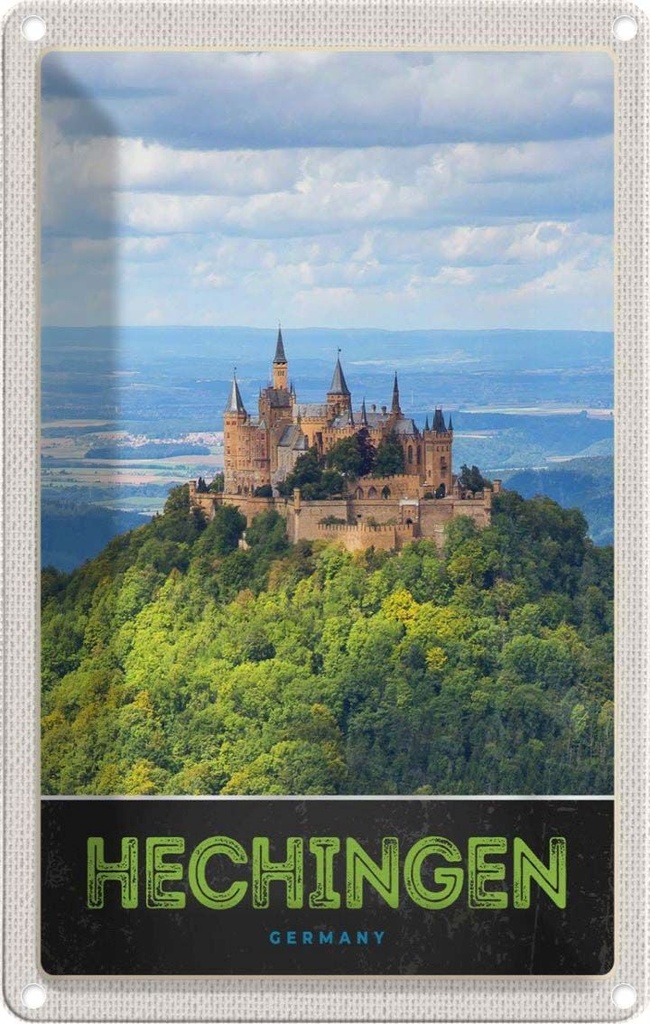 Blechschild 30x20 cm Hechingen Aussicht Burg Hohenzollener Bildmotiv Reisemotiv Abenteuer Reisen Urlaub