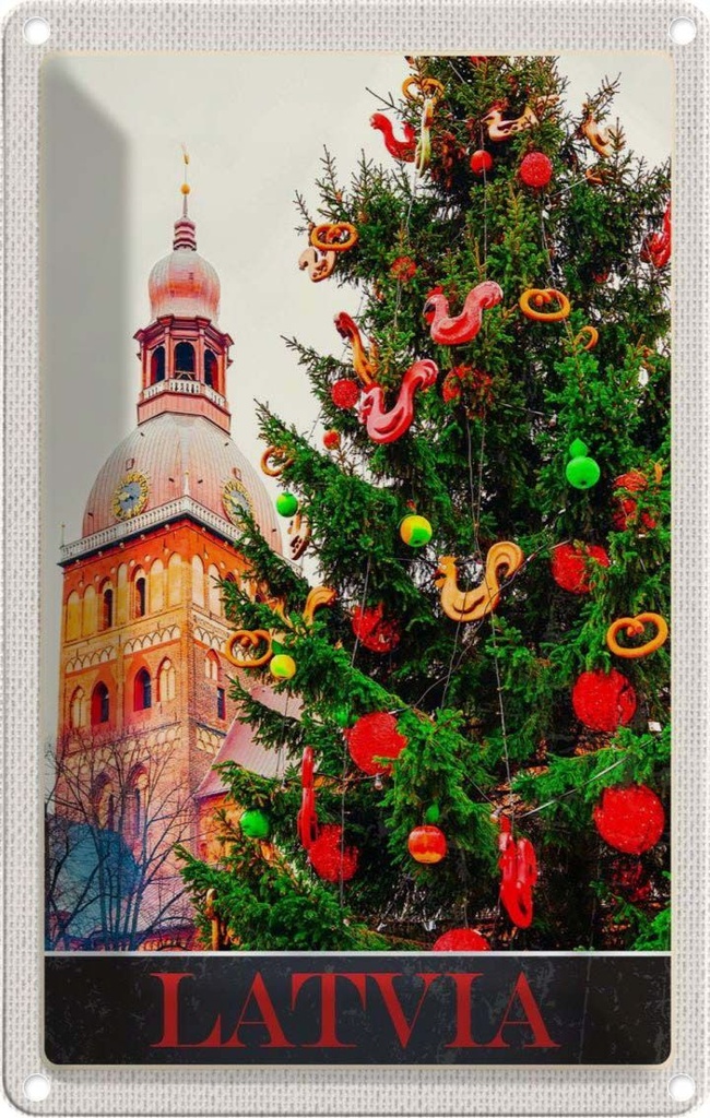 Blechschild 30x20 cm Lettland Europa Winter Bildmotiv Reisemotiv Abenteuer Reisen Urlaub