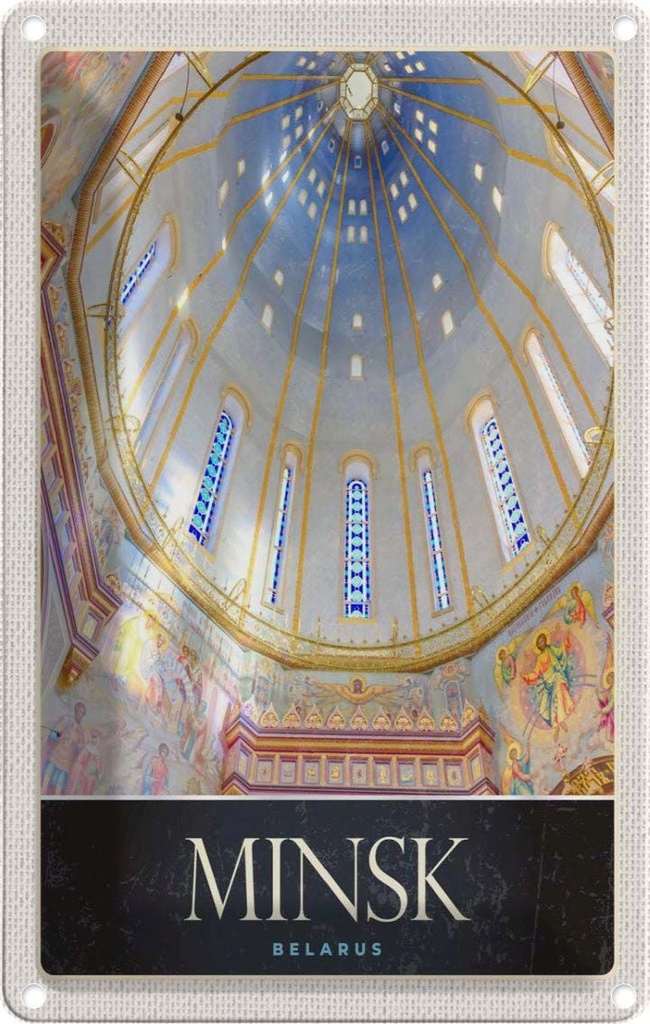 Blechschild 30x20 cm Minsk Belarus Kirche Jesus Christus Bildmotiv Reisemotiv Abenteuer Reisen Urlaub