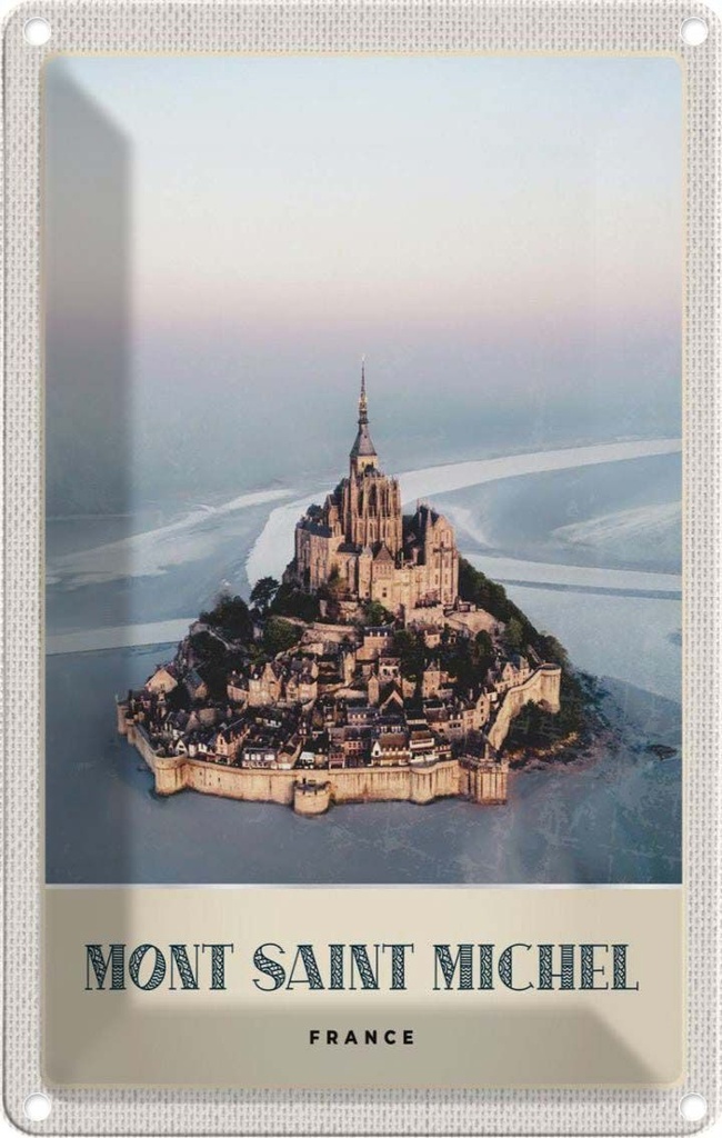 Blechschild 30x20 cm Moint Saint Michel Frankreich Stadt Abenteuer Reisen Urlaub