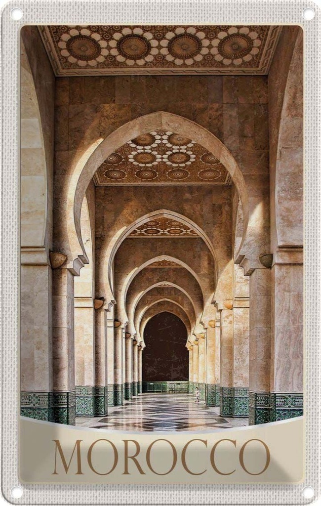 Blechschild 30x20 cm Marokko Afrika Medina Moschee Flur Bildmotiv Reisemotiv Abenteuer Reisen Urlaub