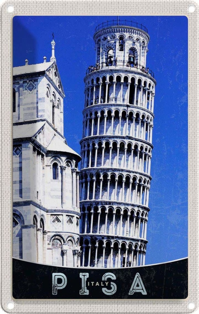 Blechschild 30x20 cm Pisa Italien Urlaub Schiefer Turm von Bildmotiv Reisemotiv Abenteuer Reisen