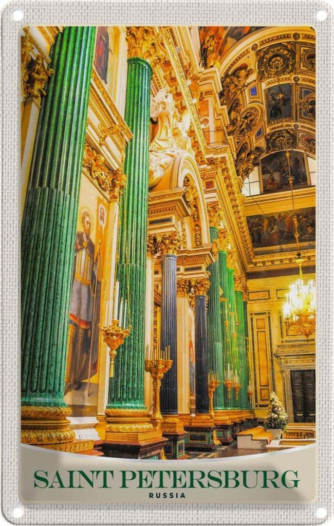 Blechschild 30x20 cm Saint Petersburg Urlaub Kirche von innen 2 Bildmotiv Reisemotiv Abenteuer Reisen