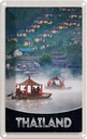 Blechschild 30x20 cm Thailand Asien Urlaub Fluss Natur Häuser Boot Bildmotiv Reisemotiv Abenteuer Reisen