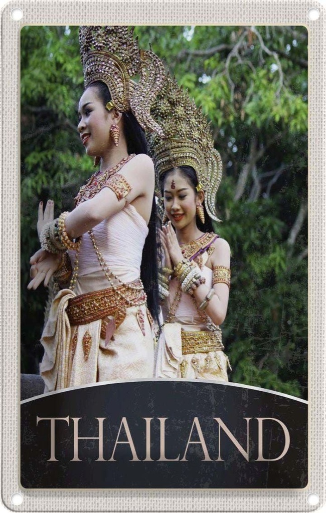Blechschild 30x20 cm Thailand Tropen Natur Frau Religion Bildmotiv Reisemotiv Abenteuer Reisen Urlaub
