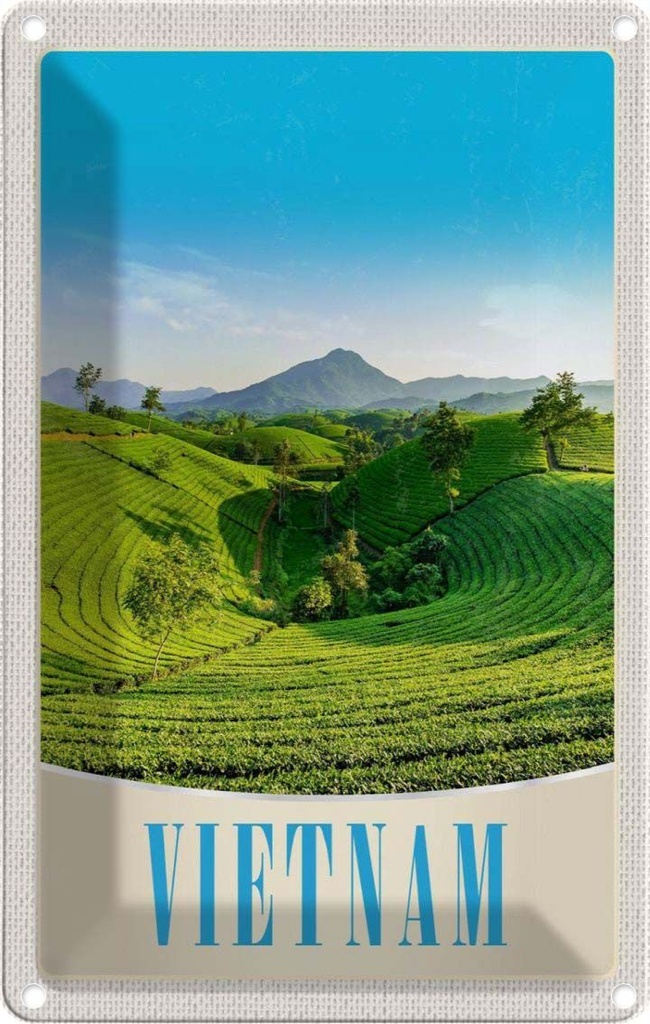 Blechschild 30x20 cm Vietnam Natur Wiese Ackkerbau Bäume Bildmotiv Reisemotiv Abenteuer Reisen Urlaub