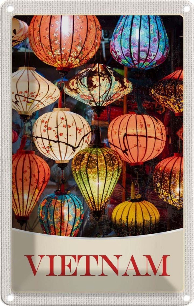 Blechschild 30x20 cm Vietnam Asien bunte Laterne Kultur Bildmotiv Reisemotiv Abenteuer Reisen Urlaub