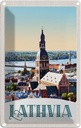 Blechschild 30x20 cm Lathvia Ausblick auf Stadt Brücke Bildmotiv Reisemotiv Abenteuer Reisen Urlaub