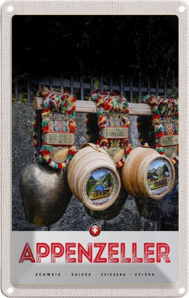 Blechschild 30x20 cm Appenzeller Gebirge Tradition Schweiz Bildmotiv Reisemotiv Abenteuer Reisen Urlaub