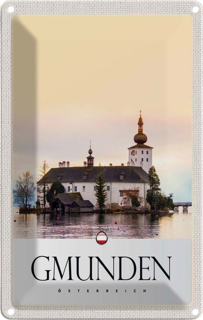 Blechschild 30x20 cm Gmunden Österreich See Bildmotiv Reisemotiv Abenteuer Reisen Urlaub