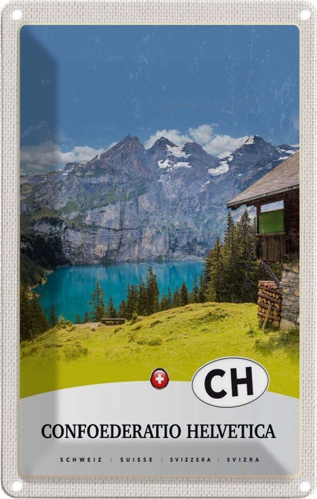 Blechschild 30x20 cm Confoederatio Helvetica Natur Bildmotiv Reisemotiv Abenteuer Reisen Urlaub