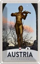 Blechschild 30x20 cm Österreich Skulptur Mann Geige gold Bildmotiv Reisemotiv Abenteuer Reisen Urlaub