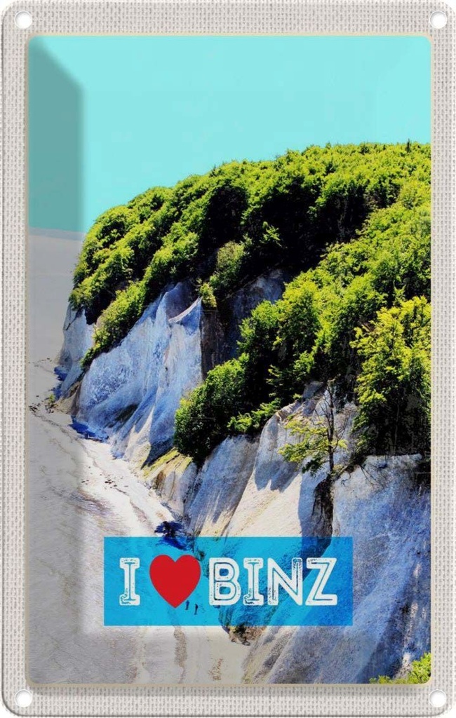 Blechschild 30x20 cm Binz Deutschland Natur Strand Wälder Bildmotiv Reisemotiv Abenteuer Reisen Urlaub