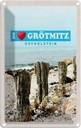 Blechschild 30x20 cm Grötmitz Ostholstein Meer Sand Strand Bildmotiv Reisemotiv Abenteuer Reisen Urlaub