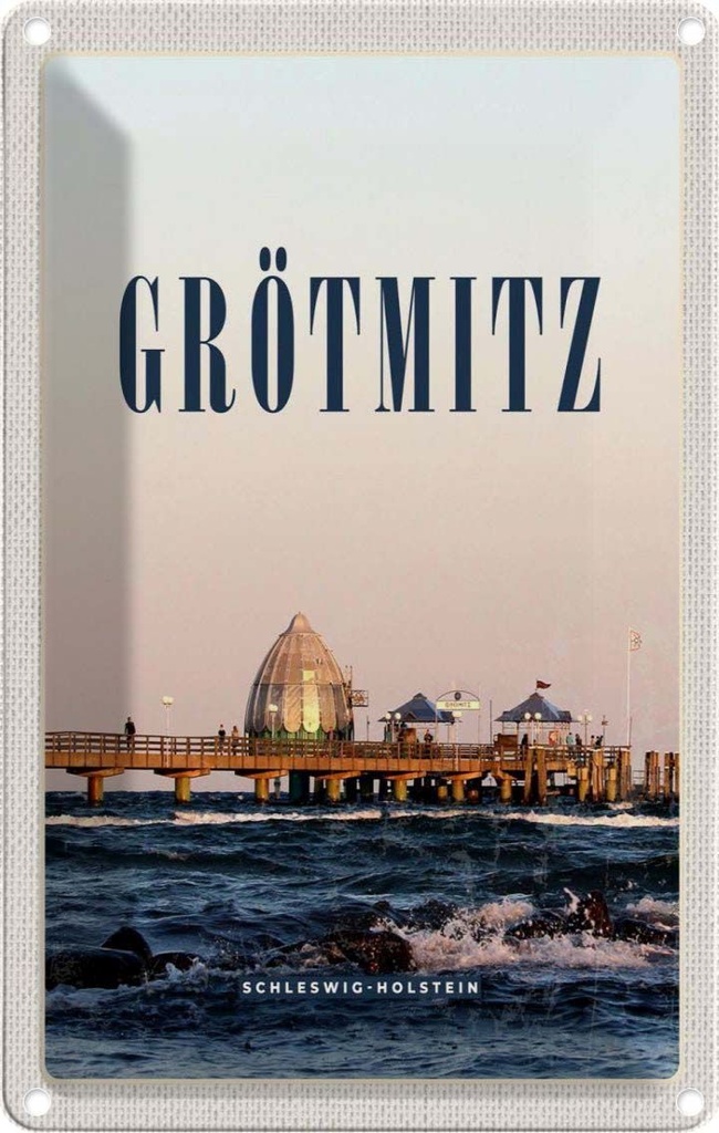 Blechschild 30x20 cm Grötzmitz Schleswog-Holstein Strand Bildmotiv Reisemotiv Abenteuer Reisen Urlaub