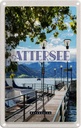 Blechschild 30x20 cm Attersee Österreich Kirche Laterne See Bildmotiv Reisemotiv Abenteuer Reisen Urlaub