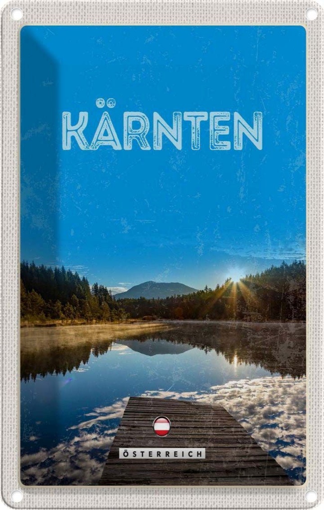 Blechschild 30x20 cm Kärnten See Österreich Sonnenaufgang Bildmotiv Reisemotiv Abenteuer Reisen Urlaub