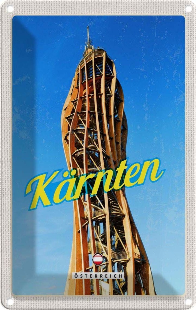 Blechschild 30x20 cm Kärnten Österreich Pyramidenkogel Trip Bildmotiv Reisemotiv Abenteuer Reisen Urlaub