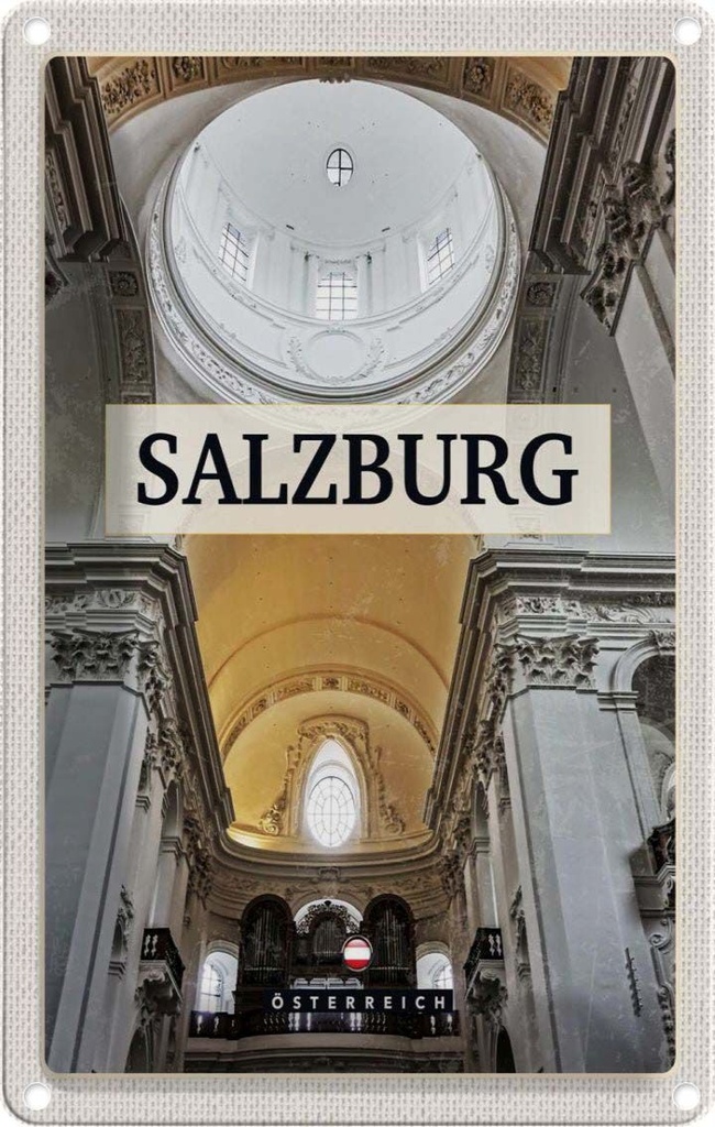 Blechschild 30x20 cm Salzburg Österreich Kirche von innen Bildmotiv Reisemotiv Abenteuer Reisen Urlaub