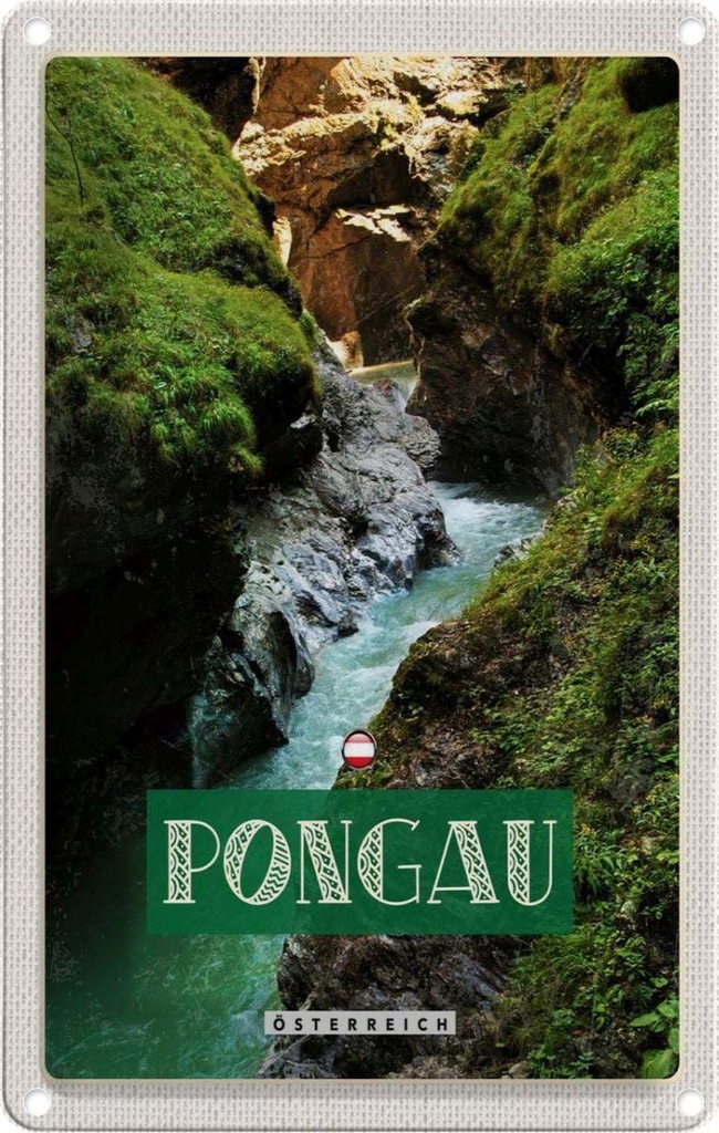 Blechschild 30x20 cm Pongau Österreich Wasserfall Natur Bildmotiv Reisemotiv Abenteuer Reisen Urlaub