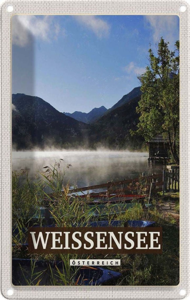 Blechschild 30x20 cm Weissensee See Wälder Natur Bildmotiv Reisemotiv Abenteuer Reisen Urlaub