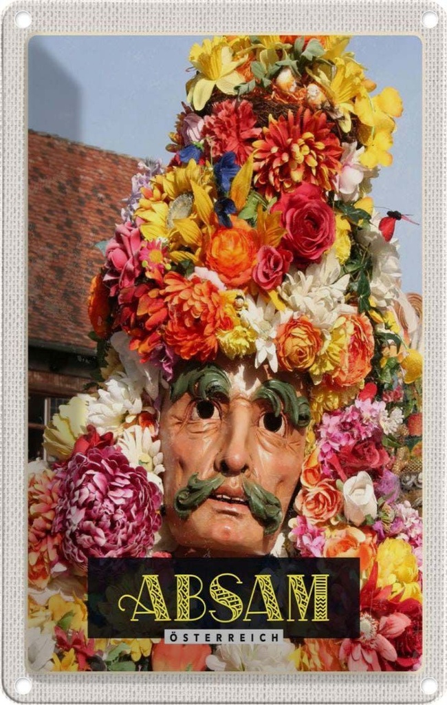 Blechschild 30x20 cm Absam Matschgerer Karneval Umzug Tirol Bildmotiv Reisemotiv Abenteuer Reisen Urlaub