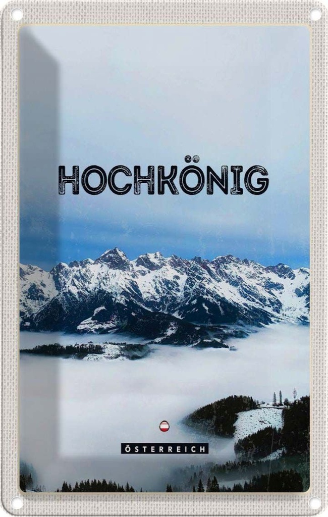 Blechschild 30x20 cm Ausblick auf Hochkönig Berge Winter Bildmotiv Reisemotiv Abenteuer Reisen Urlaub