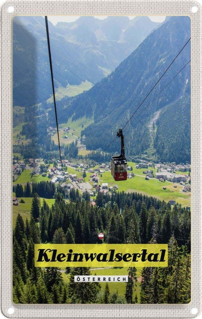Blechschild 30x20 cm Kleinwalsertal Österreich Gondel Natur Bildmotiv Reisemotiv Abenteuer Reisen Urlaub