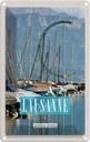 Blechschild 30x20 cm Lausanne Schweiz Boote Gebirge Wälder Bildmotiv Reisemotiv Abenteuer Reisen Urlaub