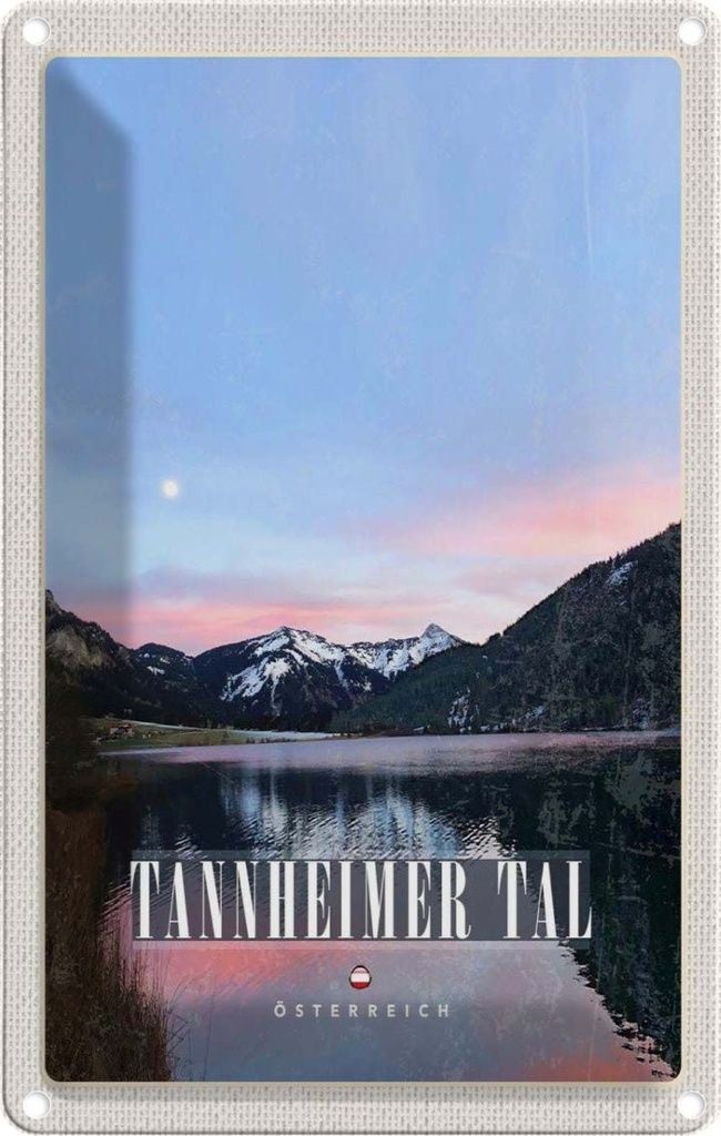 Blechschild 30x20 cm Tannheimer Tal See Natur Sonnenaufgang Bildmotiv Reisemotiv Abenteuer Reisen Urlaub