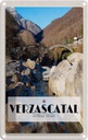 Blechschild 30x20 cm Verzascatal Brücke Wälder Fluss Natur Bildmotiv Reisemotiv Abenteuer Reisen Urlaub