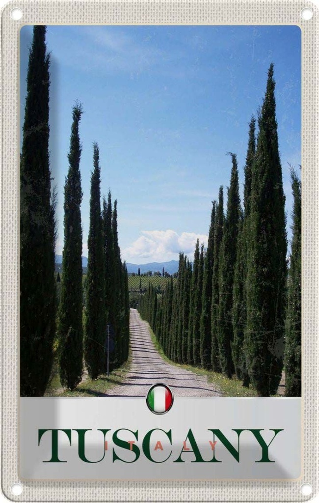 Blechschild 30x20 cm Toskana Italien Bäume Wiese Natur Bildmotiv Reisemotiv Abenteuer Reisen Urlaub