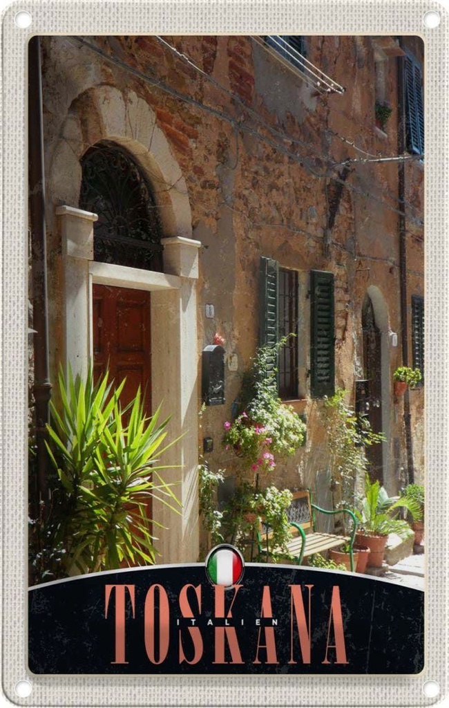 Blechschild 30x20 cm Toskana Italien Gebäude Natur Bildmotiv Reisemotiv Abenteuer Reisen Urlaub