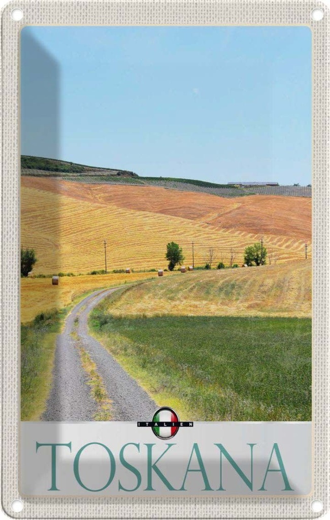 Blechschild 30x20 cm Toskana Italien Weide Wiese Natur Bildmotiv Reisemotiv Abenteuer Reisen Urlaub