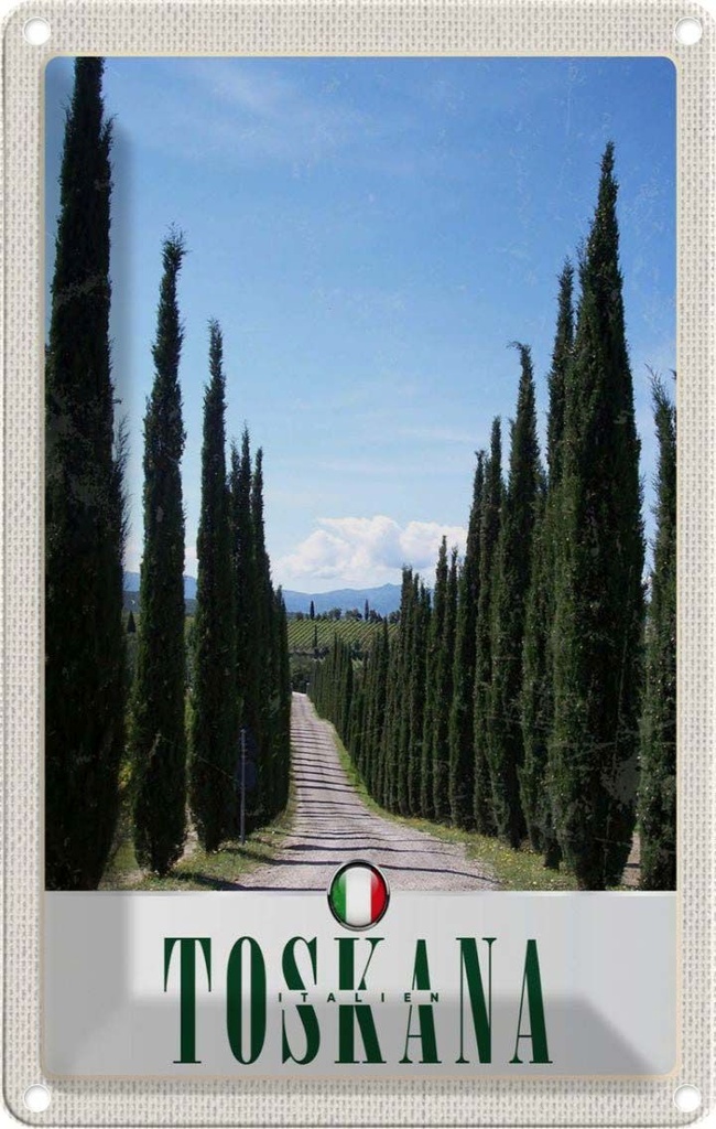 Blechschild 30x20 cm Toskana Italien Bäume Wiese Natur Bildmotiv Reisemotiv Abenteuer Reisen Urlaub
